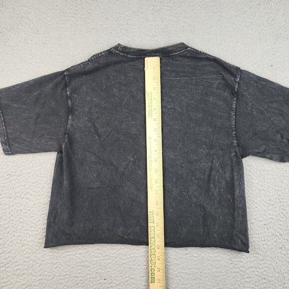 Women's Small AC/DC Cropped Retro Oversized Knit Shirt Black Short Sleeve Music - Picture 6 of 7